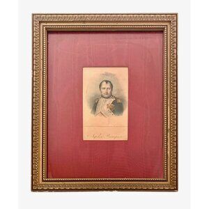 Antique Napoleon Bonaparte Portrait Print From Magazine Framed Classic Decor